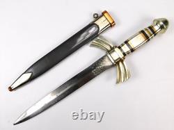 Vintage US Custom Made Large & Heavy Dagger Fighting Knife with Scabbard