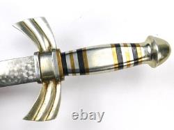 Vintage US Custom Made Large & Heavy Dagger Fighting Knife with Scabbard