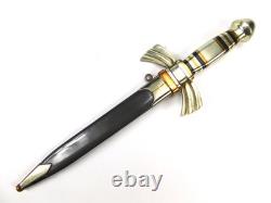 Vintage US Custom Made Large & Heavy Dagger Fighting Knife with Scabbard