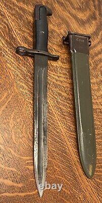 Vintage Uncut WWII US AFH M1 Garand Bayonet Combat Knife Dagger With Sheath