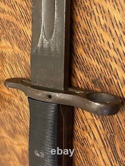 Vintage Uncut WWII US AFH M1 Garand Bayonet Combat Knife Dagger With Sheath