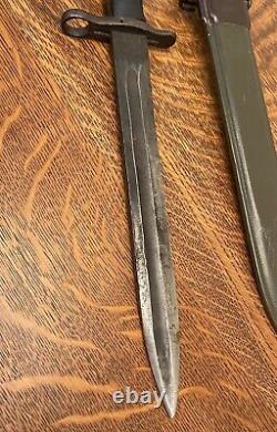 Vintage Uncut WWII US AFH M1 Garand Bayonet Combat Knife Dagger With Sheath