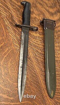 Vintage Uncut WWII US AFH M1 Garand Bayonet Combat Knife Dagger With Sheath