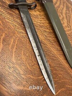 Vintage Uncut WWII US AFH M1 Garand Bayonet Combat Knife Dagger With Sheath