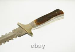 Vintage United Bone Handle Iron Cross Dagger Knife UC328 Sheath & Box 14 5/8