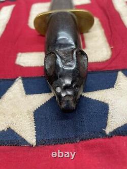 Vintage Unusual Australian? Or Tasmanian Devil Damascus Carved Dagger Knife