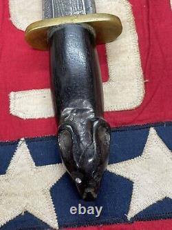 Vintage Unusual Australian? Or Tasmanian Devil Damascus Carved Dagger Knife