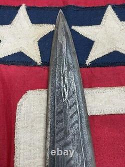 Vintage Unusual Australian? Or Tasmanian Devil Damascus Carved Dagger Knife