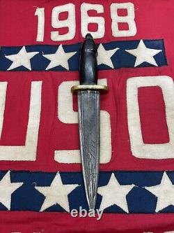 Vintage Unusual Australian? Or Tasmanian Devil Damascus Carved Dagger Knife