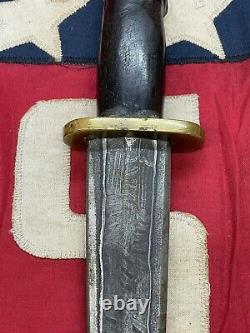 Vintage Unusual Australian? Or Tasmanian Devil Damascus Carved Dagger Knife