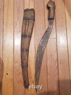 Vintage Visayan Talibong Fighting Knife Dagger Wood Scabbard Philippines