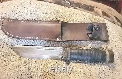 Vintage WW2 CATTARAUGUS 225Q Military Combat Knife Dagger & Leather Sheath