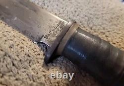 Vintage WW2 CATTARAUGUS 225Q Military Combat Knife Dagger & Leather Sheath