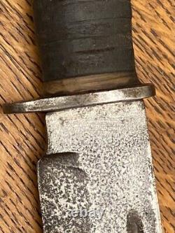 Vintage WW2 CATTARAUGUS 225Q Military Combat Knife Dagger & Leather Sheath