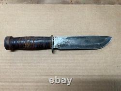 Vintage WW2 CATTARAUGUS 225Q Military Combat Knife Dagger & Leather Sheath V1