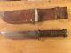 Vintage Ww2 Cattaraugus 225q Military Combat Knife Dagger & Leather Sheath V1