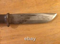 Vintage WW2 CATTARAUGUS 225Q Military Combat Knife Dagger & Leather Sheath V1