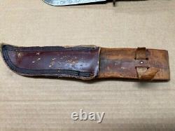 Vintage WW2 CATTARAUGUS 225Q Military Combat Knife Dagger & Leather Sheath V1