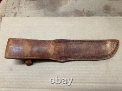 Vintage WW2 CATTARAUGUS 225Q Military Combat Knife Dagger & Leather Sheath V1