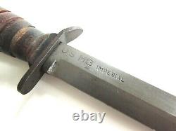 Vintage WWII US M3 IMPERIAL Fighting Knife M8 scabbard Dagger WW2 B-N 3 flange