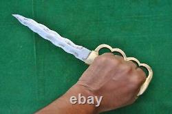 Vtg European French trench steel n brass combat hunting knife dagger no Bowie