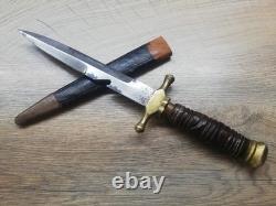 Vtg Very Rare 1950's Indonesian Military Army Dagger Saw Knife & Leather Sheath