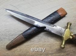 Vtg Very Rare 1950's Indonesian Military Army Dagger Saw Knife & Leather Sheath