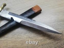 Vtg Very Rare 1950's Indonesian Military Army Dagger Saw Knife & Leather Sheath