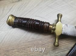 Vtg Very Rare 1950's Indonesian Military Army Dagger Saw Knife & Leather Sheath