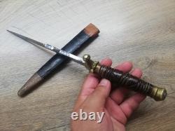 Vtg Very Rare 1950's Indonesian Military Army Dagger Saw Knife & Leather Sheath