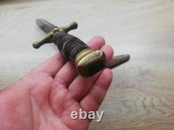 Vtg Very Rare 1950's Indonesian Military Army Dagger Saw Knife & Leather Sheath