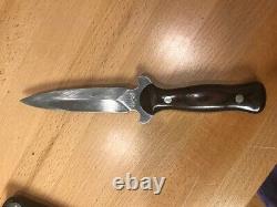 WESTERN U. S. A. W77 BOOT DAGGER FIGHTING KNIFE withORIGINAL SHEATH Wood handle