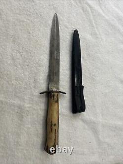 WW2 German Pilot Boot Trench Fighting Knife Dagger w Original Scabbard Marked 5