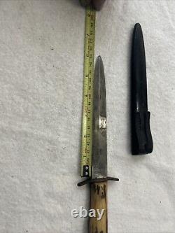 WW2 German Pilot Boot Trench Fighting Knife Dagger w Original Scabbard Marked 5