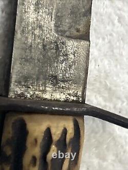 WW2 German Pilot Boot Trench Fighting Knife Dagger w Original Scabbard Marked 5