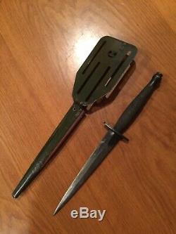 WW2 OSS Stiletto Dagger Fighting Knife & Original Pancake Sheath Rare