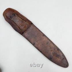 WW2 Vintage Hand Made Dagger Fighting Knife with Leather Sheath & Stacked Handle