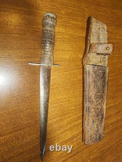 WW2 WWII Theater Fighting Knife Dagger Sheath ID SGT Joseph Failla 27th Inf Div