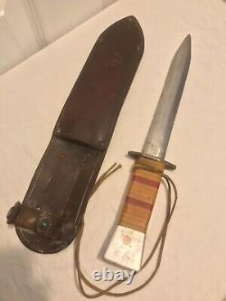 WW2 WWII Theater Made US Large Fighting Knife Dagger Bakelite Grip & Sheath