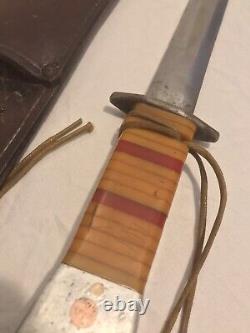 WW2 WWII Theater Made US Large Fighting Knife Dagger Bakelite Grip & Sheath