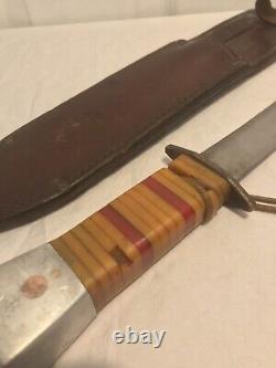 WW2 WWII Theater Made US Large Fighting Knife Dagger Bakelite Grip & Sheath