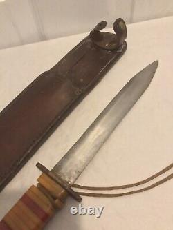 WW2 WWII Theater Made US Large Fighting Knife Dagger Bakelite Grip & Sheath