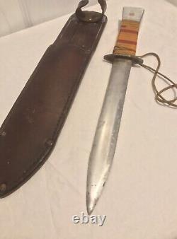 WW2 WWII Theater Made US Large Fighting Knife Dagger Bakelite Grip & Sheath