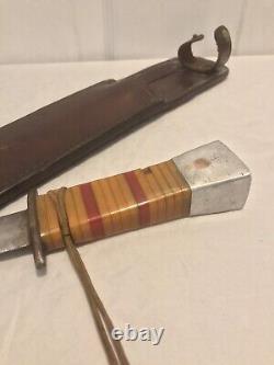 WW2 WWII Theater Made US Large Fighting Knife Dagger Bakelite Grip & Sheath