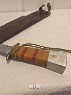 WW2 WWII Theater Made US Large Fighting Knife Dagger Bakelite Grip & Sheath