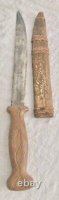 WW2 WWII Theater Made US Large Fighting Knife Dagger Bowie Floral Grip NAMED