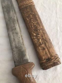 WW2 WWII Theater Made US Large Fighting Knife Dagger Bowie Floral Grip NAMED