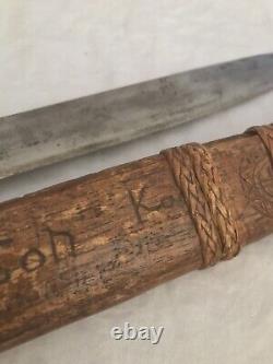 WW2 WWII Theater Made US Large Fighting Knife Dagger Bowie Floral Grip NAMED