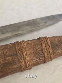 WW2 WWII Theater Made US Large Fighting Knife Dagger Bowie Floral Grip NAMED