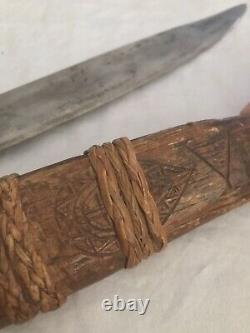 WW2 WWII Theater Made US Large Fighting Knife Dagger Bowie Floral Grip NAMED